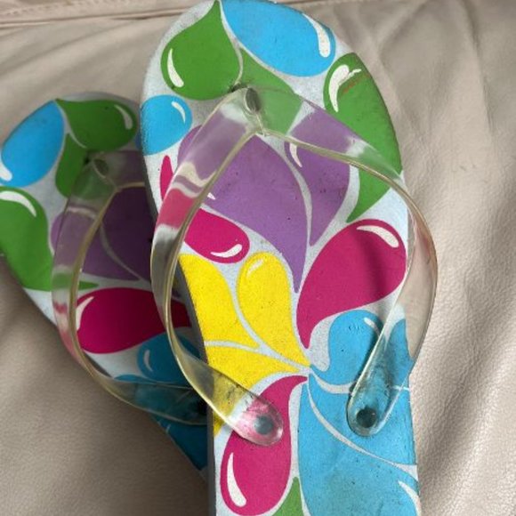JELLY BELLY JELLY BEANS COLLECTABLE CLEAR FLIP FLOPS SANDALS 6 RARE - Picture 2 of 7